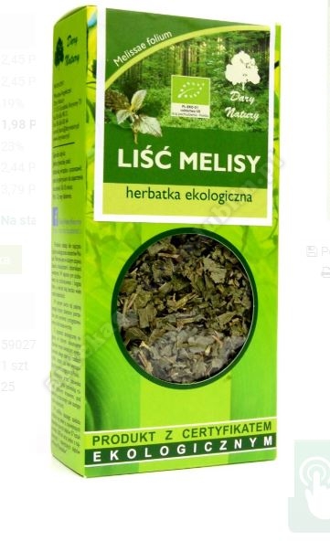 Herbatka liść melisy BIO 25g Dary Natury