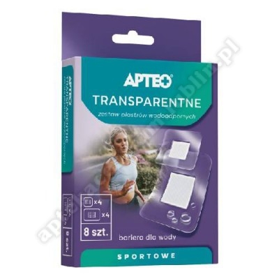 Plastry Zestaw plastrów wodoodpornych transparentnych, Apteo Care, 8 sztuk *