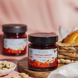 Miodziś konfitura wiśniowa z całymi owocami 210g Pasieka Rodziny Sadowskich *